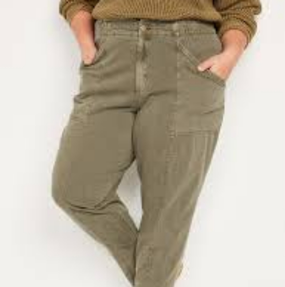 Old Navy High-Waisted Garment-Dyed Green Utility Pants NWT